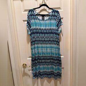 U-Knit XXL Green Aztec Print Short Sleeve Dress